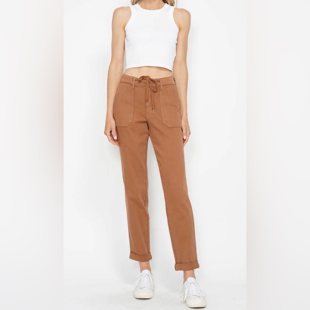 Judy Blue HW Garment Dyed Cuffed Jogger Camel, Size 7/28